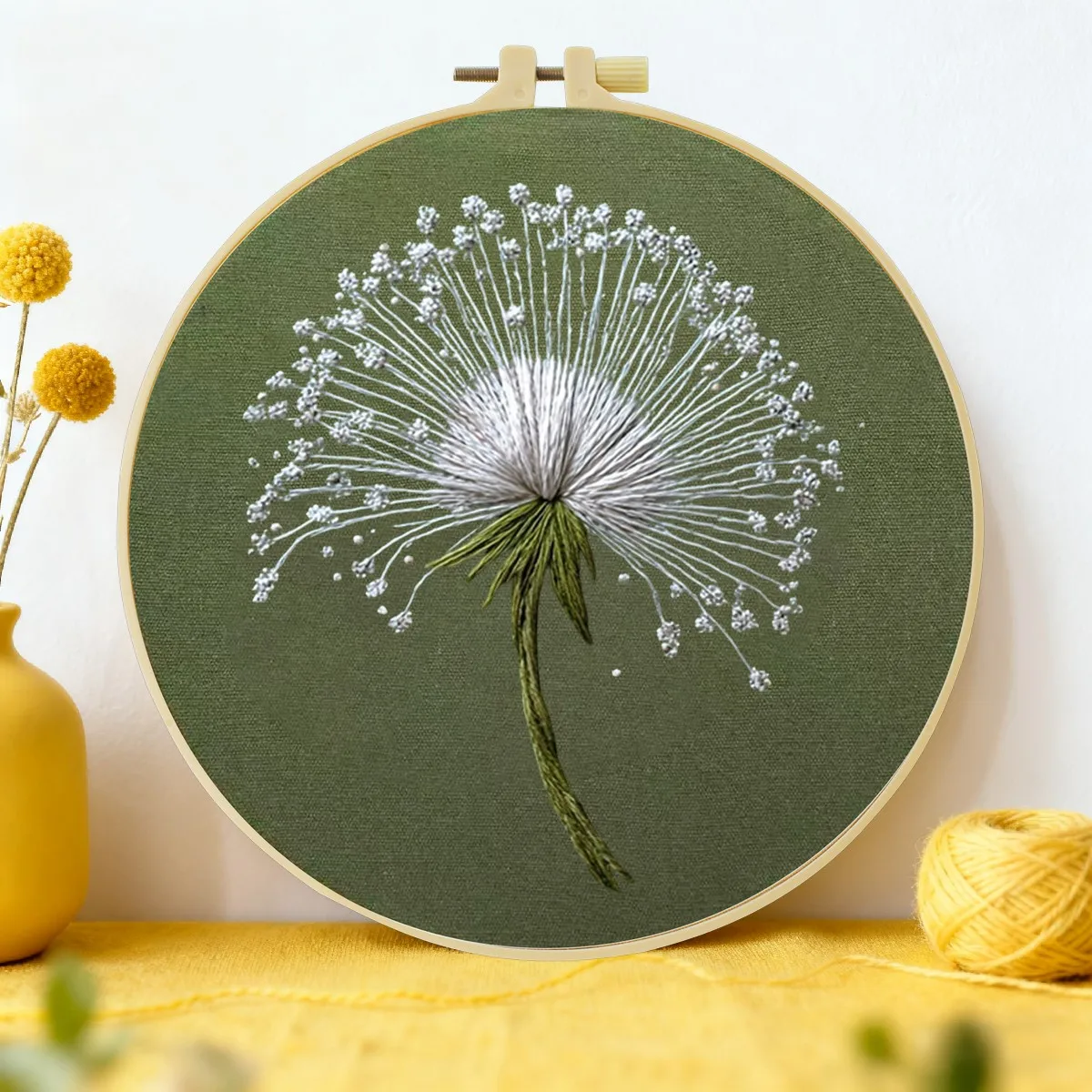 Набор для вышивания одуванчиков своими руками (1 шт., 20x20 см/15x15 см, 7.87/6.3 дюйма) – DIY-набор для вышивания, рукоделие, декор для дома, швейное искусство
