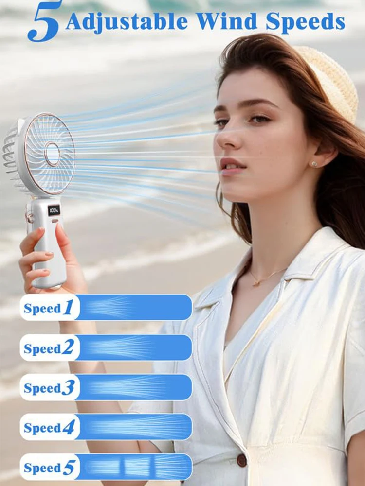 1500mAh Folding Small Fan Aromatherapy Small Electric Fan Mini Usb Digital Display Long Life Silent Students Portable Small Fan