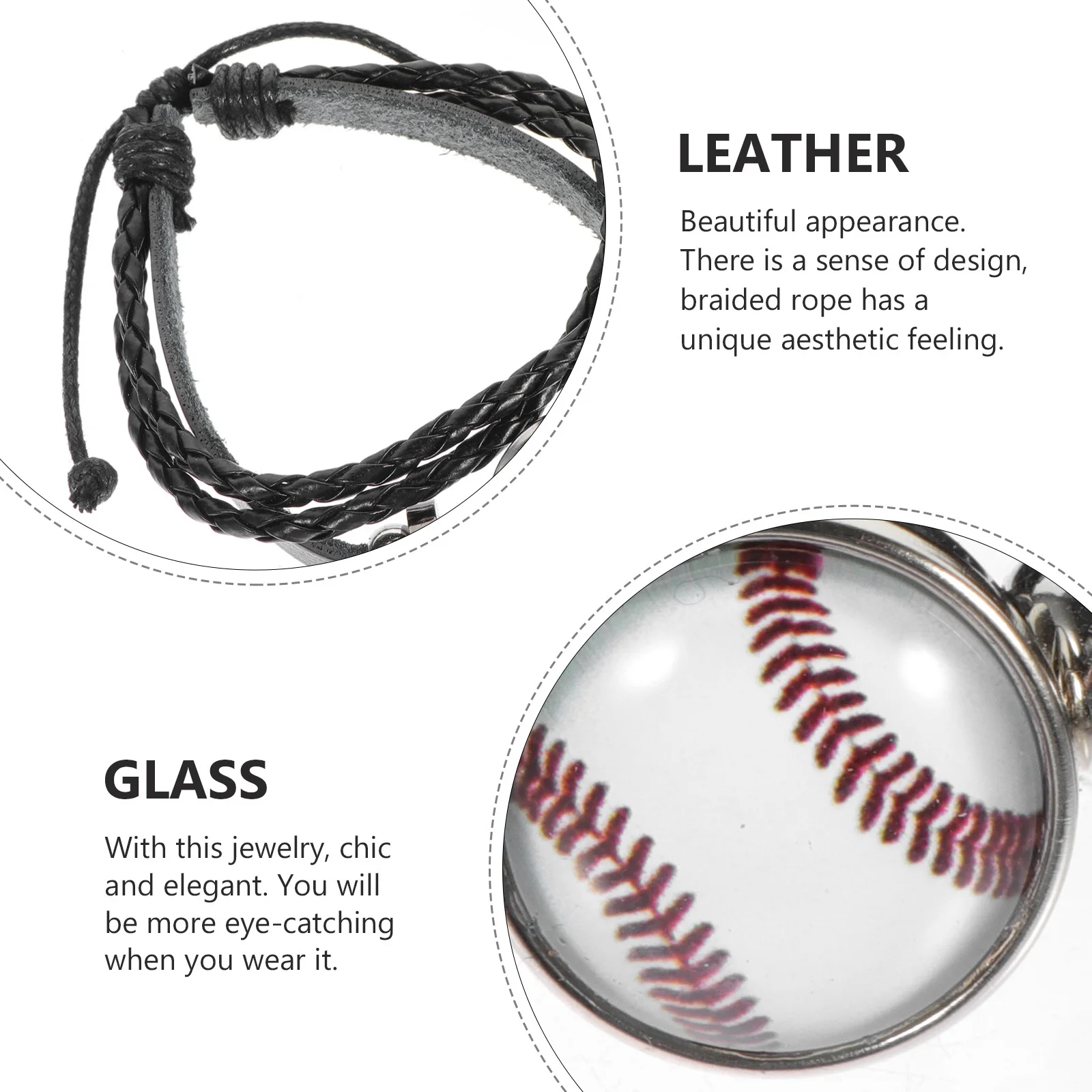 

2Pcs Baseball Beaded Bracelets Creative Braided Bracelets Durable Long Lasting Suitable for Travel Commemorative Employee