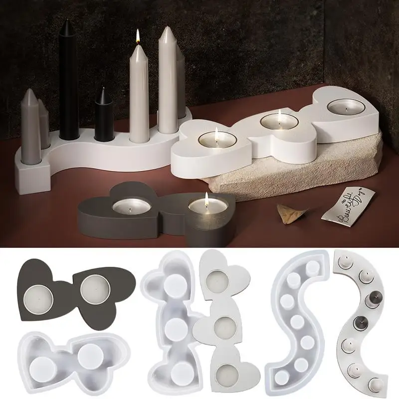 Candle Holder Resin Molds Tealight Holder Silicone Mold for Resin Plaster Cement Concrete Molds Silicone Home Table Decorations