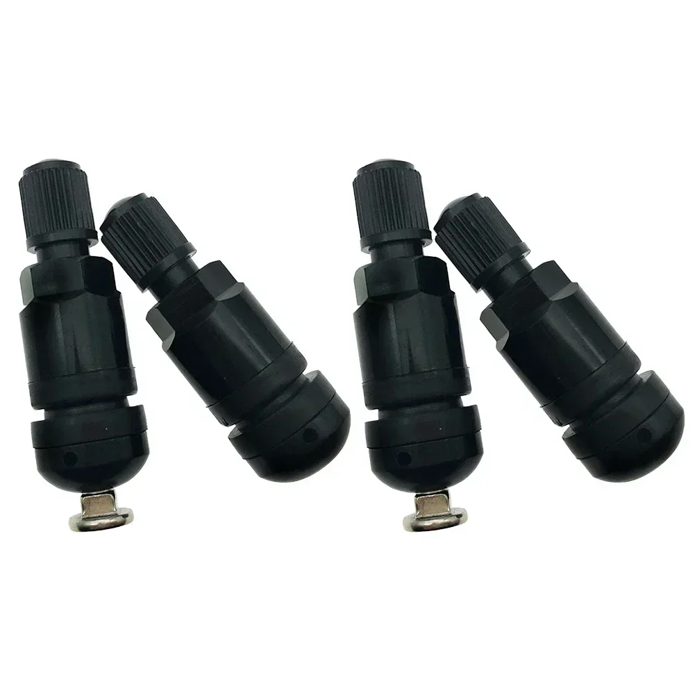 4pcs/set Car TPMS Tire Pressure Sensor Valve Stem Repair Replacement Kit Front, Left, Rear, Right For BMW 5 Series Black