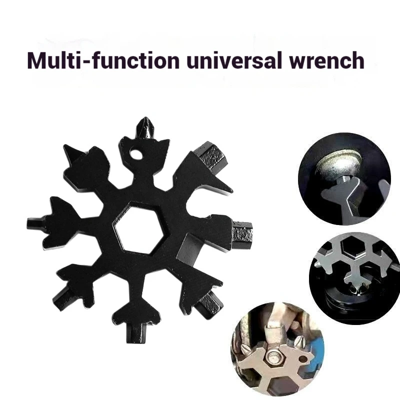 18 in 1 Snowflake Edc Multi Tool Wrench Multifunctional Alloy Steel Hexagonal Universal Tools Portable EDC Screwdriver Tools