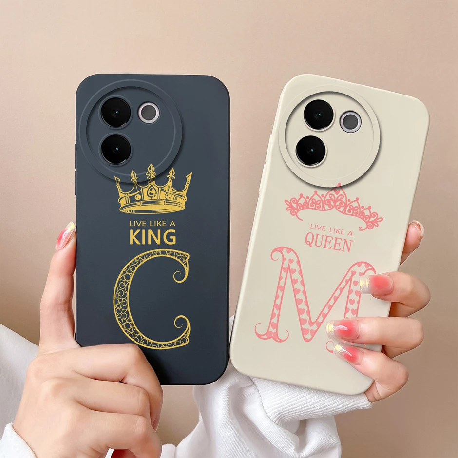 For Vivo V30e V30 SE Lite 4G 5G Phone Case Luxury Crown Letters Silicone Soft TPU Back Cover For VivoV 30e V30SE V30Lite Fundas