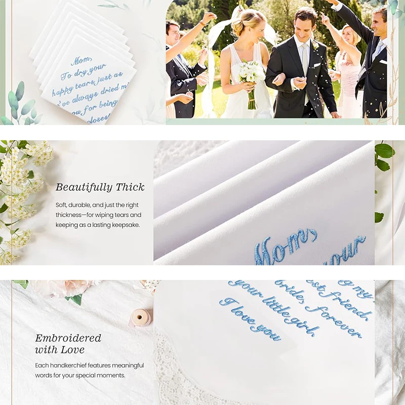 منديل الزفاف - شيء أزرق للعروس في يوم الزفاف - حفلات الزفاف Hankie #4