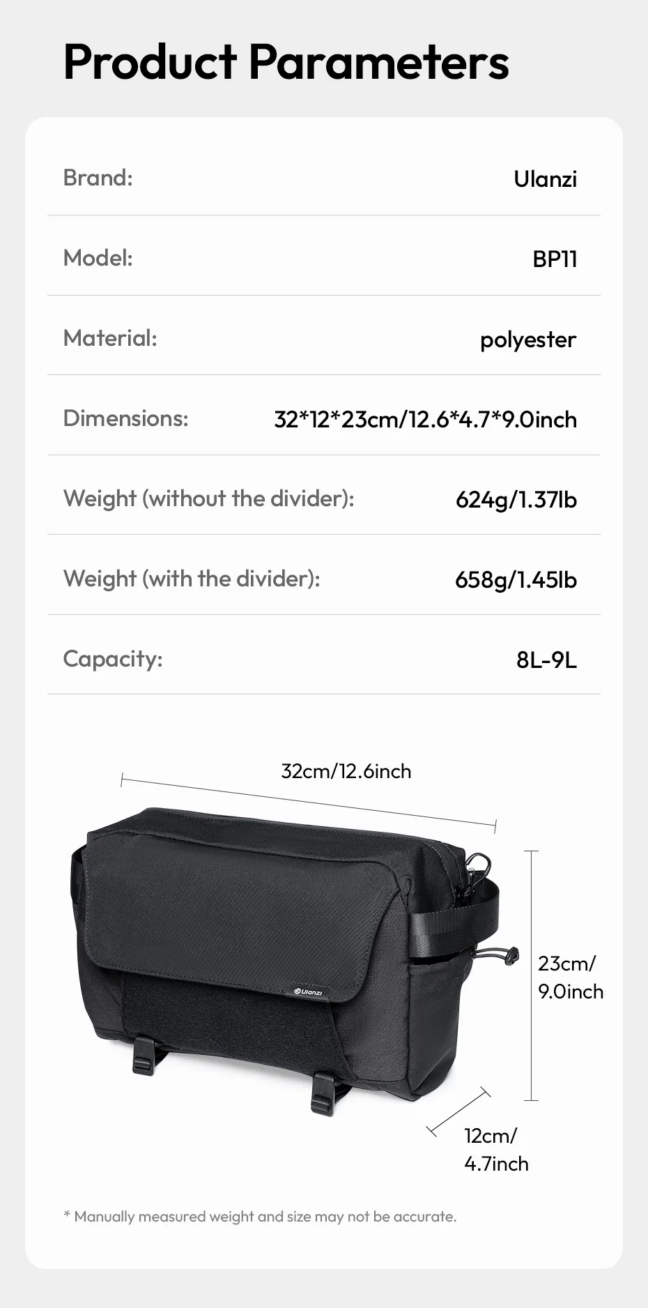 Ulanzi BP11 Umhängetasche für Kameras, 9 l Fassungsvermögen, Schultertasche für Sony, Canon, Nikon, Umhängetasche für Smartphone, Fotografie, digitale Spiegelreflexkamera – Detail 13