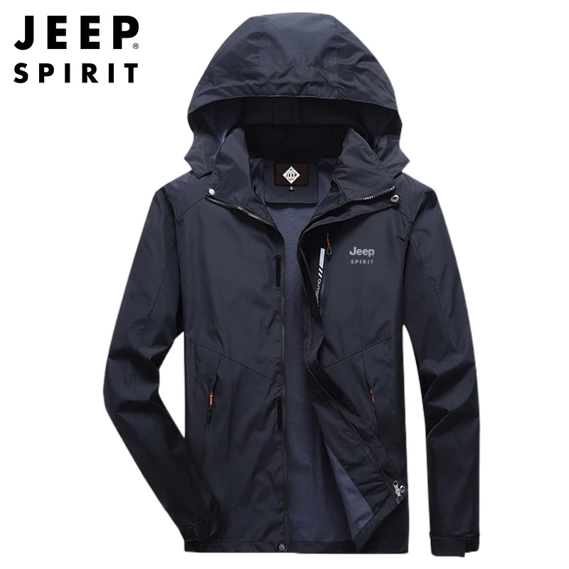 JEEP SPIRIT jacket men spring autumn trend tooling top with hood windproof wear-resistant outdoor jacket high quality clothes