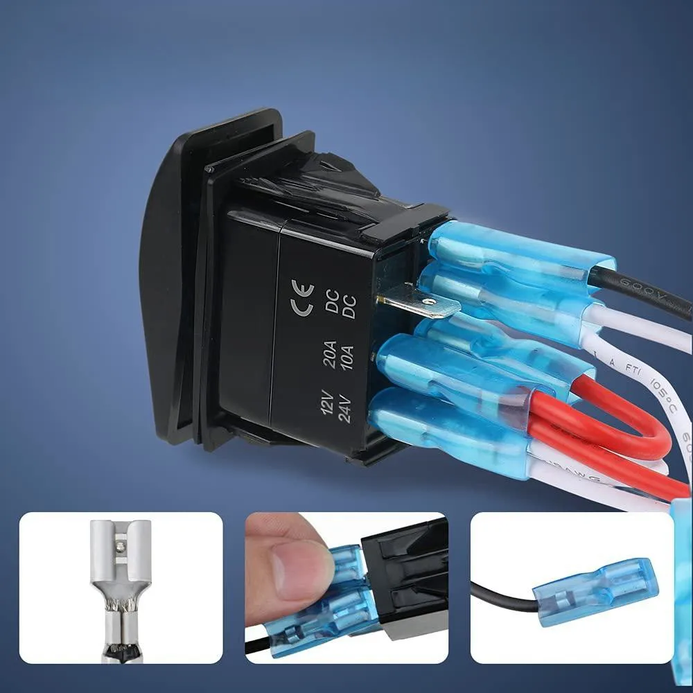 Rocker Switch Waterproof (ON)-Off-(ON) 3 Position Marine Rocker Switch 12V 20A DPDT 7 Pin Boat Switch Toggle for Car