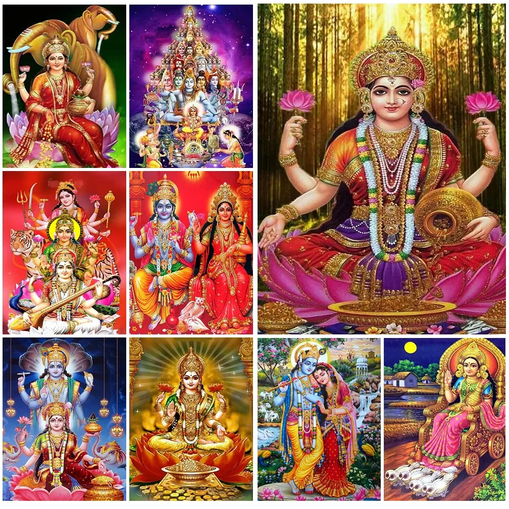 

Hinduism Lakshmi Goddess of Wealth Wall Art Canvas Painting Posters Wall Pictures For Living Room Nordic Poster Unframed