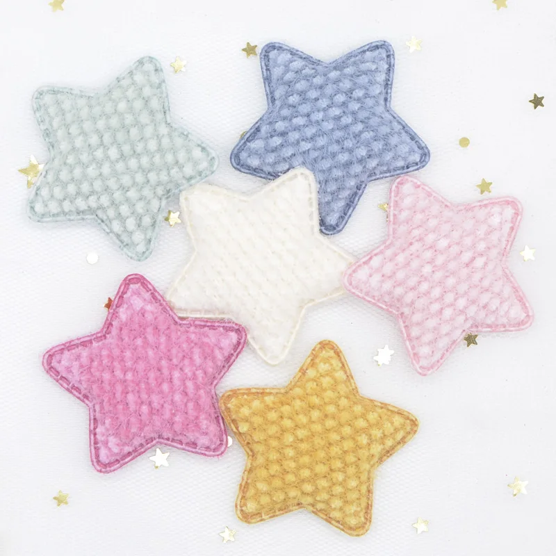 12pcs/lot 48mm Soft Corn Kernels Plush Star Applique for Clothing Hat Sewing Supplies Patches DIY Headwear Hair Clips Decor