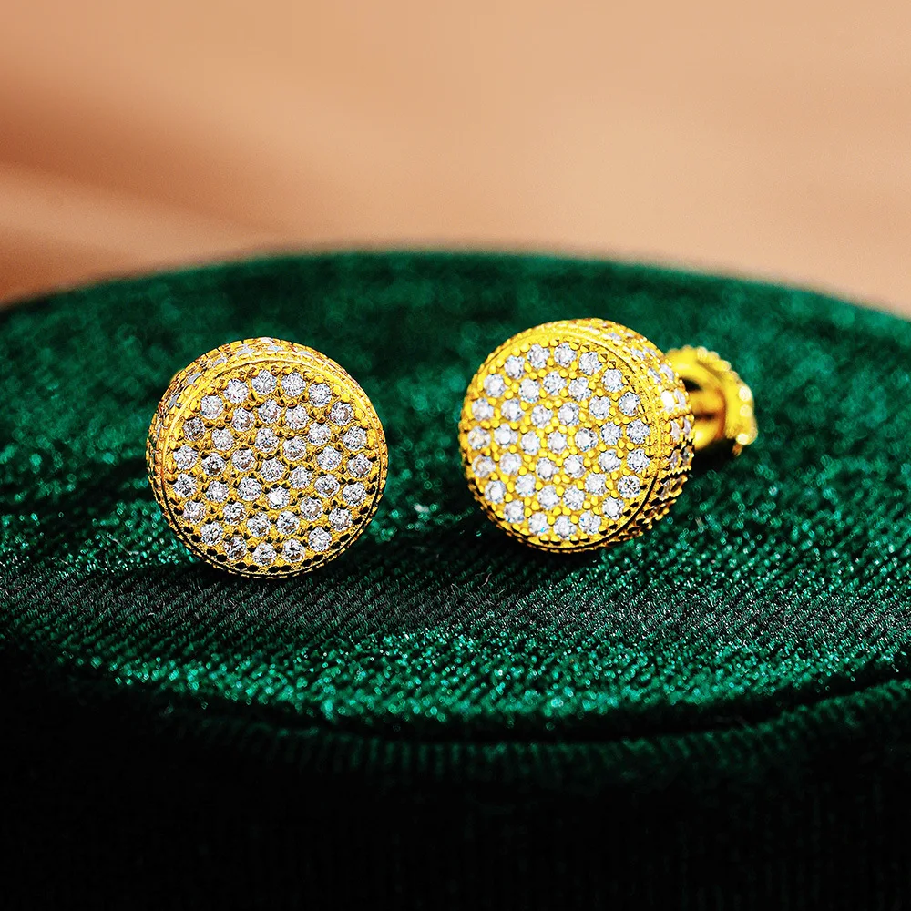 18K Gold Earrings, Moissanite Earrings, Women's Straight Classic Earrings, Round Package, Platinum PT950 Diamond Earrings