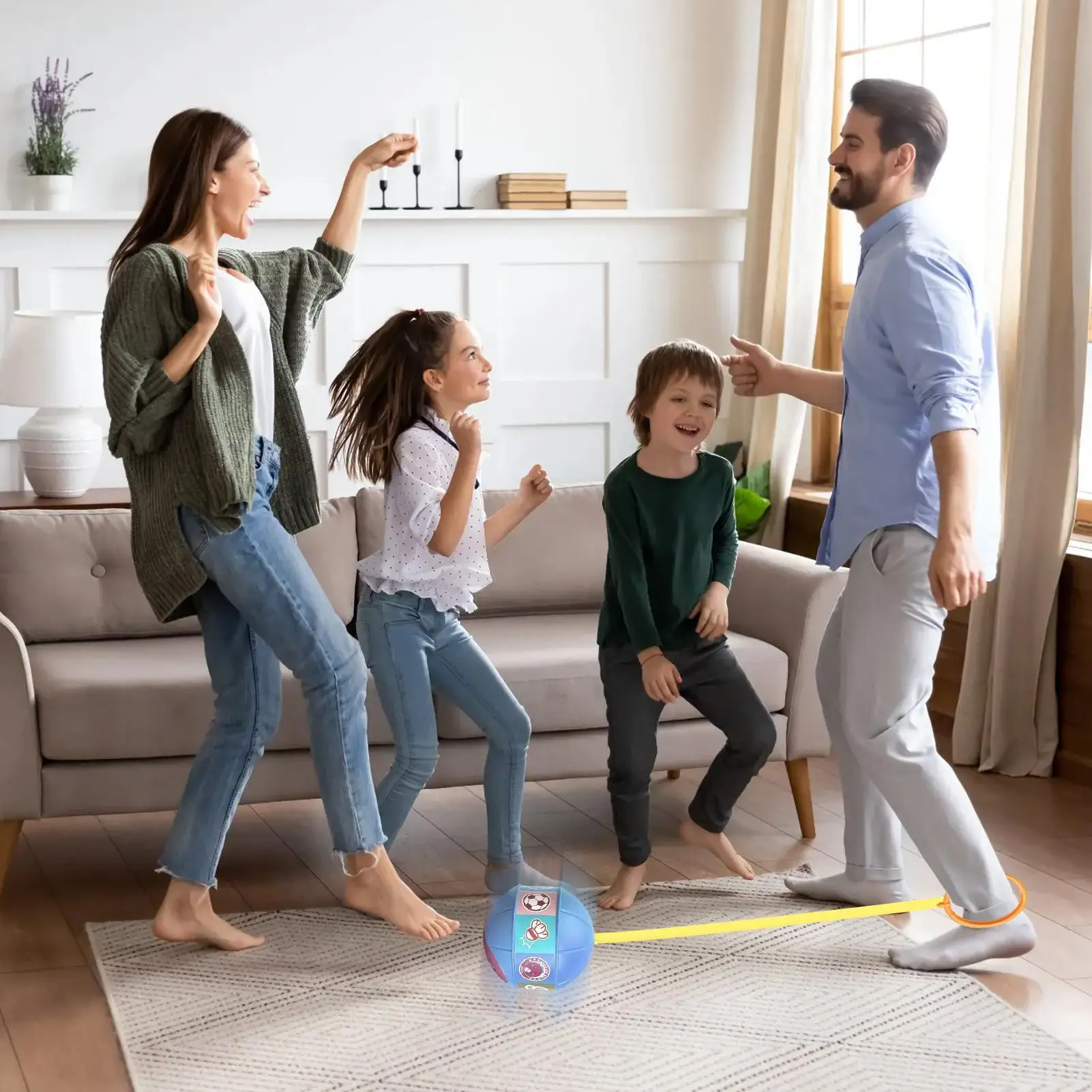 Skip Ball Ankle Toy LED Glowing Bouncing Ankle Skip Ball Interactive Outdoor Games Fitness For Children Teens Adults School