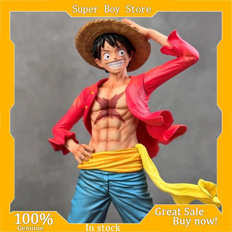 24cm GK 원피스 루피 재고 있음 서 있는 자세 모자 누르는 애니메이션 피규어 모델 스태츄 루피 신상 소년 팬 선물