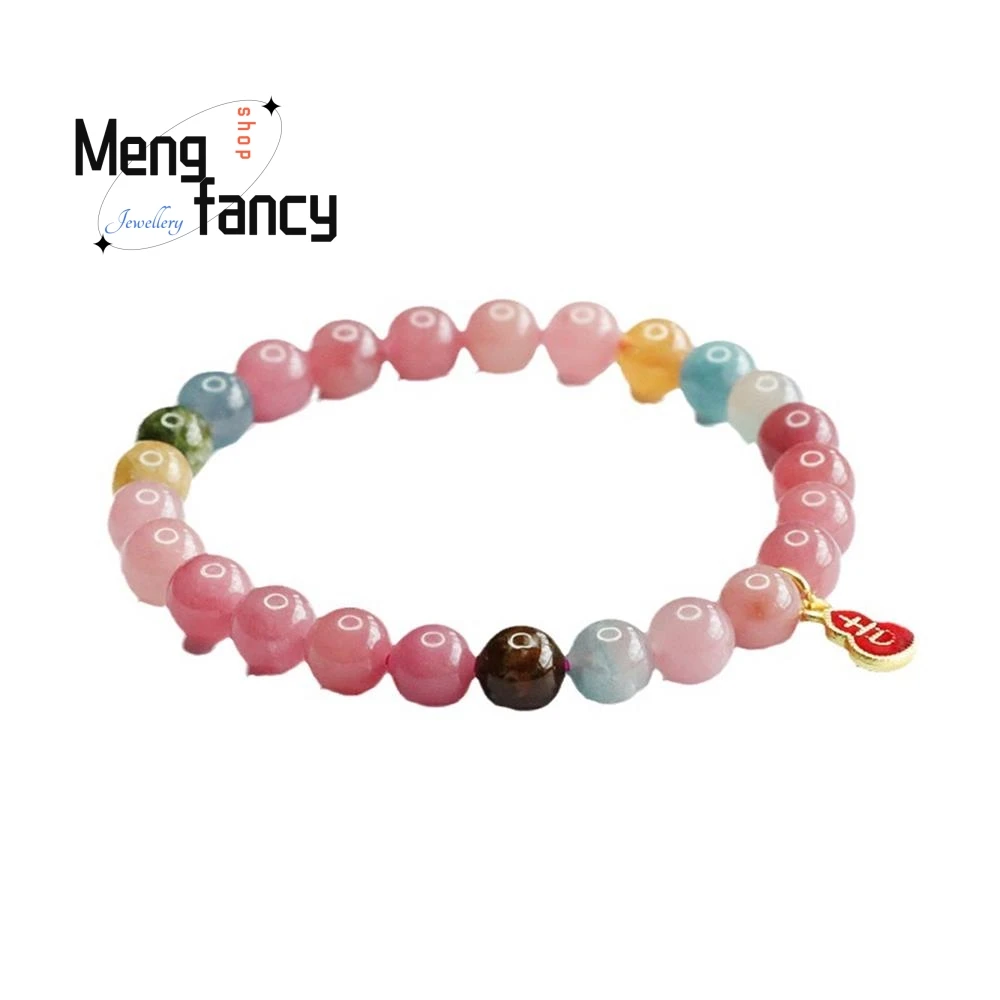 Natural Tourmaline Exquisite Elegant Simple High-grade Bracelet Sexy Young Girls Brazilian Old Mine Crystal Coloured Creasure