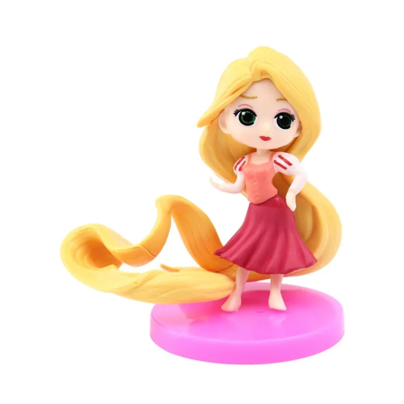 6 دمية لطيفة من سلسلة أميرات ديزني، لعبة كعكة عيد ميلاد للفتيات، زينة هدية صغيرة