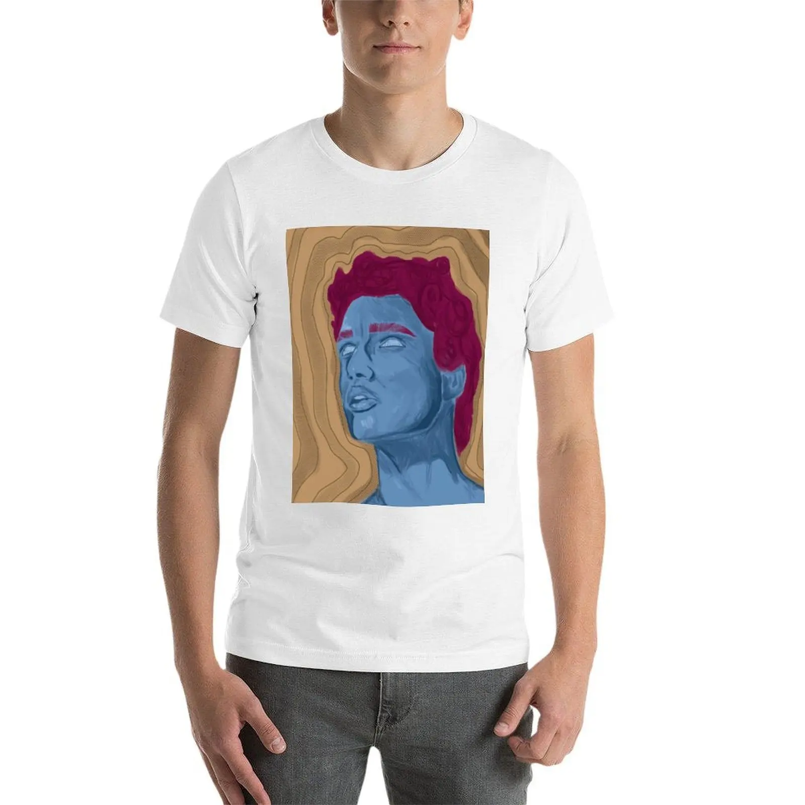 Camiseta esculpida masculina camiseta algodão 100% algodão pacote camiseta