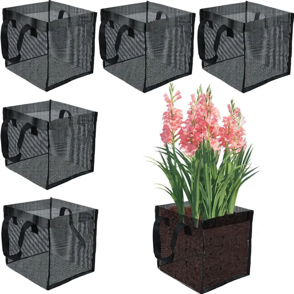 Durable PVC Pond Aquatic Plant Mesh Basket Round Square Net Pot Seedling Container For Water Garden Landscape Supplies