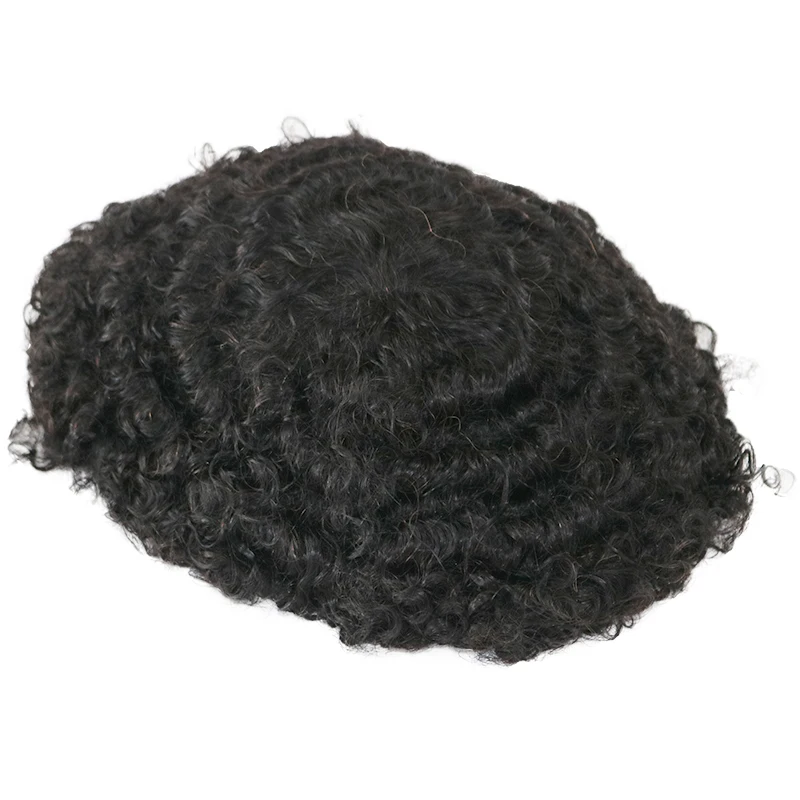 الصلع الأفرو رجل أسود 12 مللي متر موجة عميقة خصلات الشعر المستعار الإنسان غير قابلة للاكتشاف شعري طبيعي قوي أحادية قاعدة الرجال نظام الشعر المستعار #5