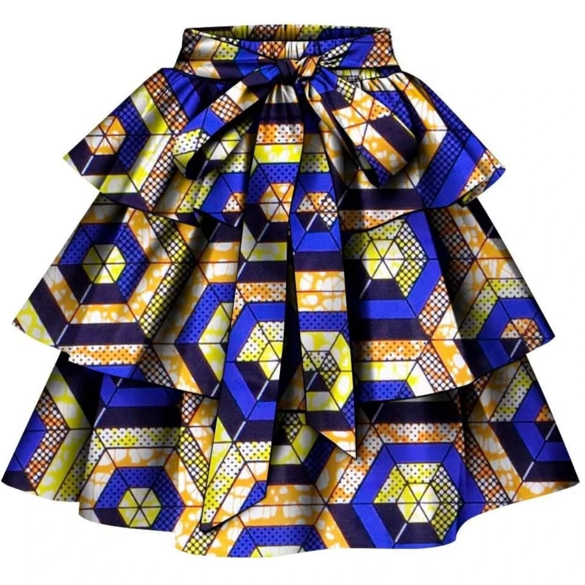 African Women Skirt Ankara Tradition Print Wax Patchwork Skirts Full Circle Skirt Multi-layer Lady Skirt WY1482