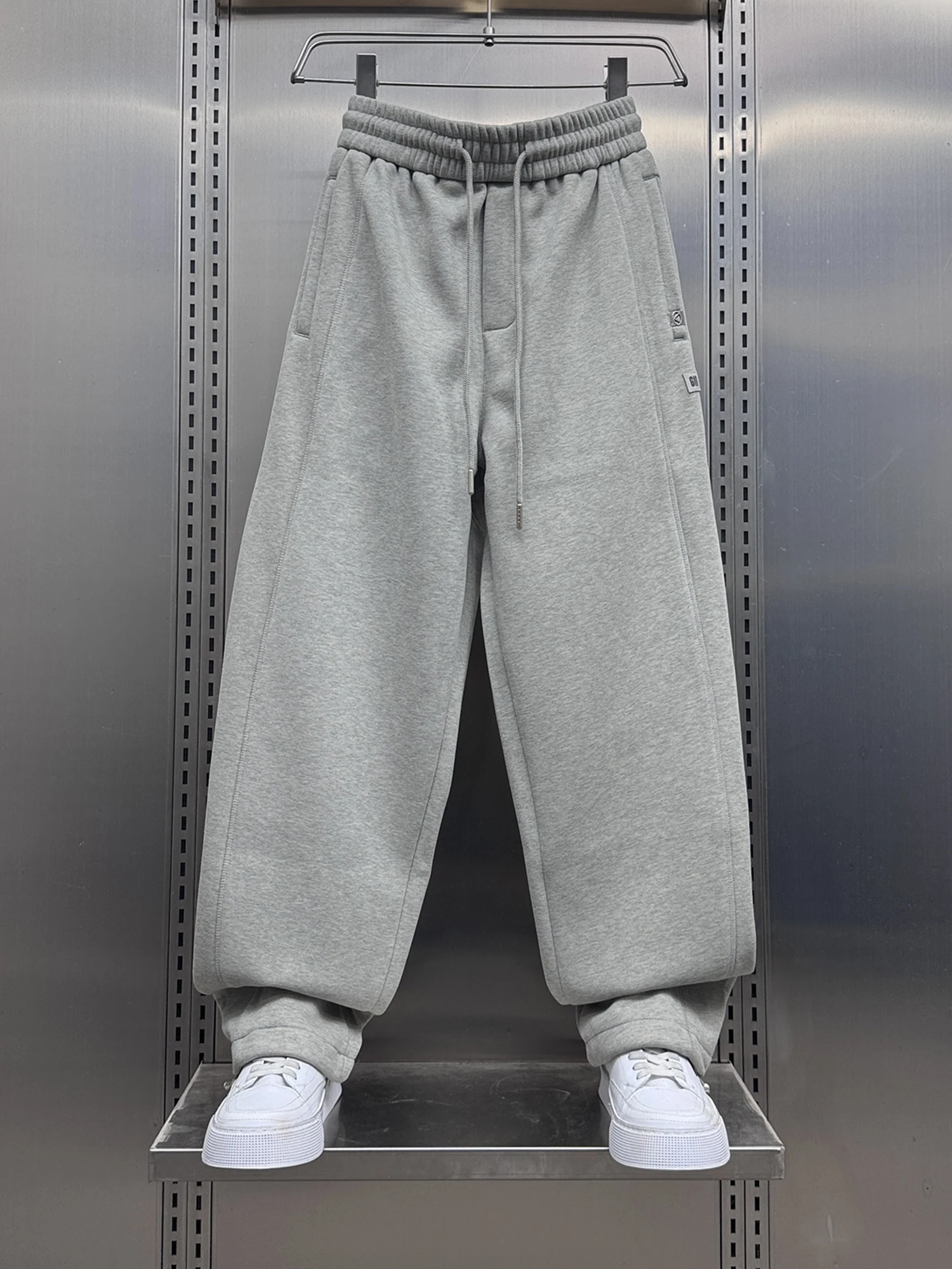 

Модные брендовые мужские повседневные брюки на флисовой подкладке, свободного кроя, спортивные, теплые, прямые, для молодежи