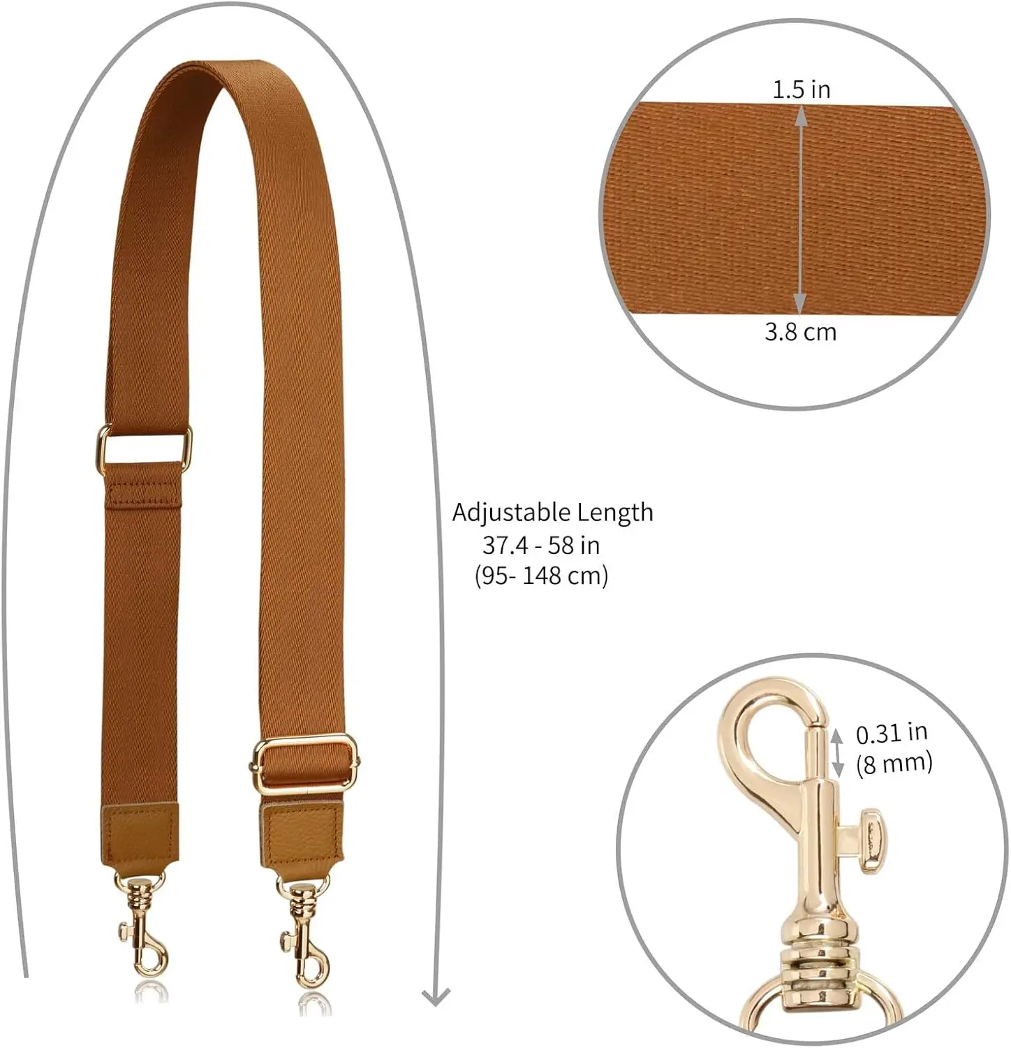 حزام محفظة سميك، بديل واسع قابل للتعديل، حقيبة يد كروس، أطراف جلدية، استبدال حزام أكياس المدرب