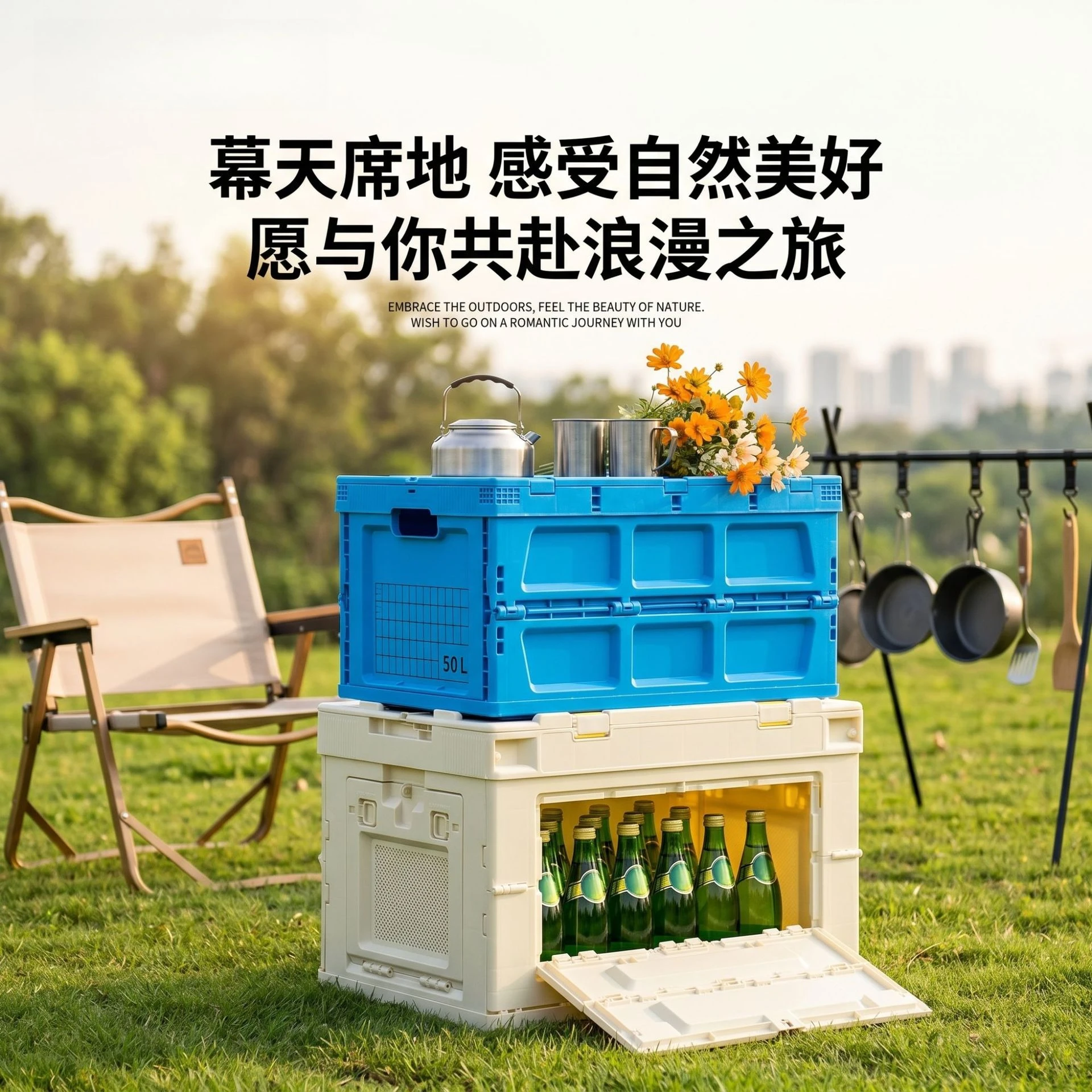 Collapsible Camping Storage Box Folding Organizer Container for Outdoor Picnic Car Trunk Supplies