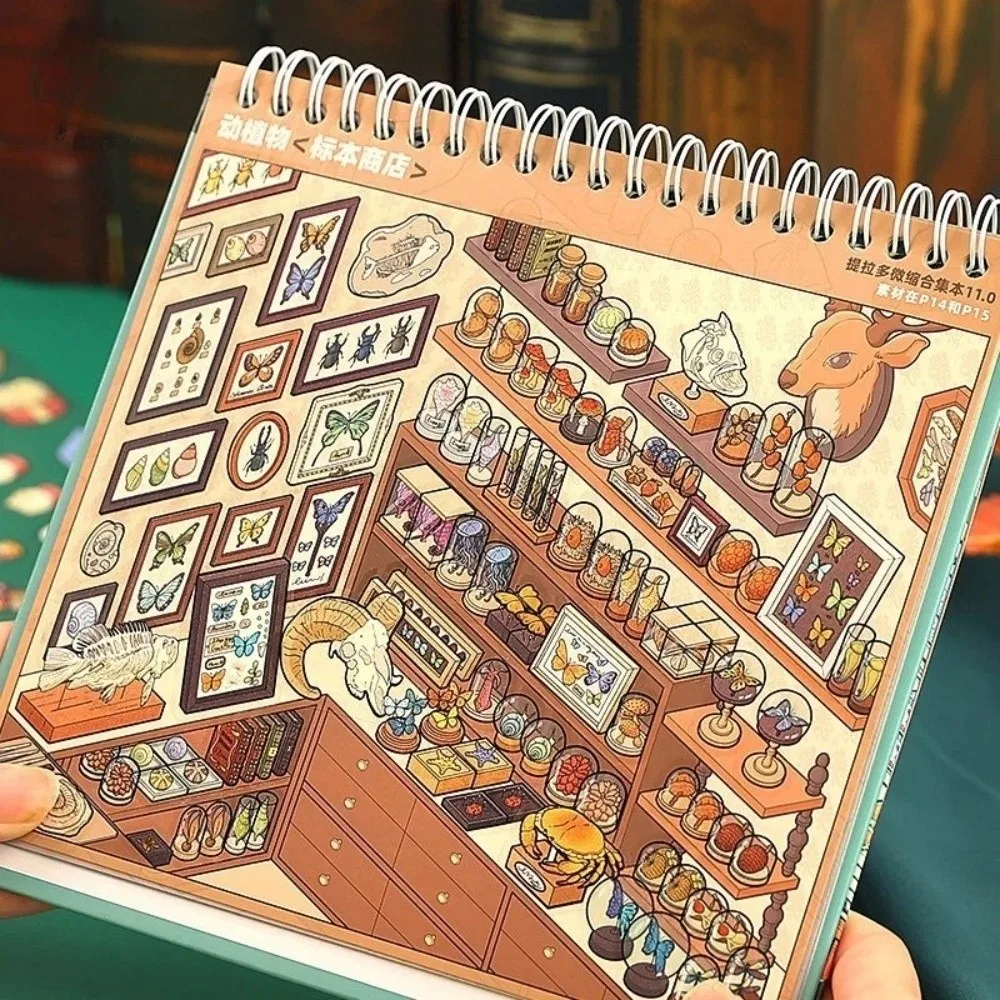 

Store Series Miniature Scene Sticker PET 10 Scenes 33 Sheets Mini Scenery Stickers Die-cut Shop Scene Sticker Book Kids Toy