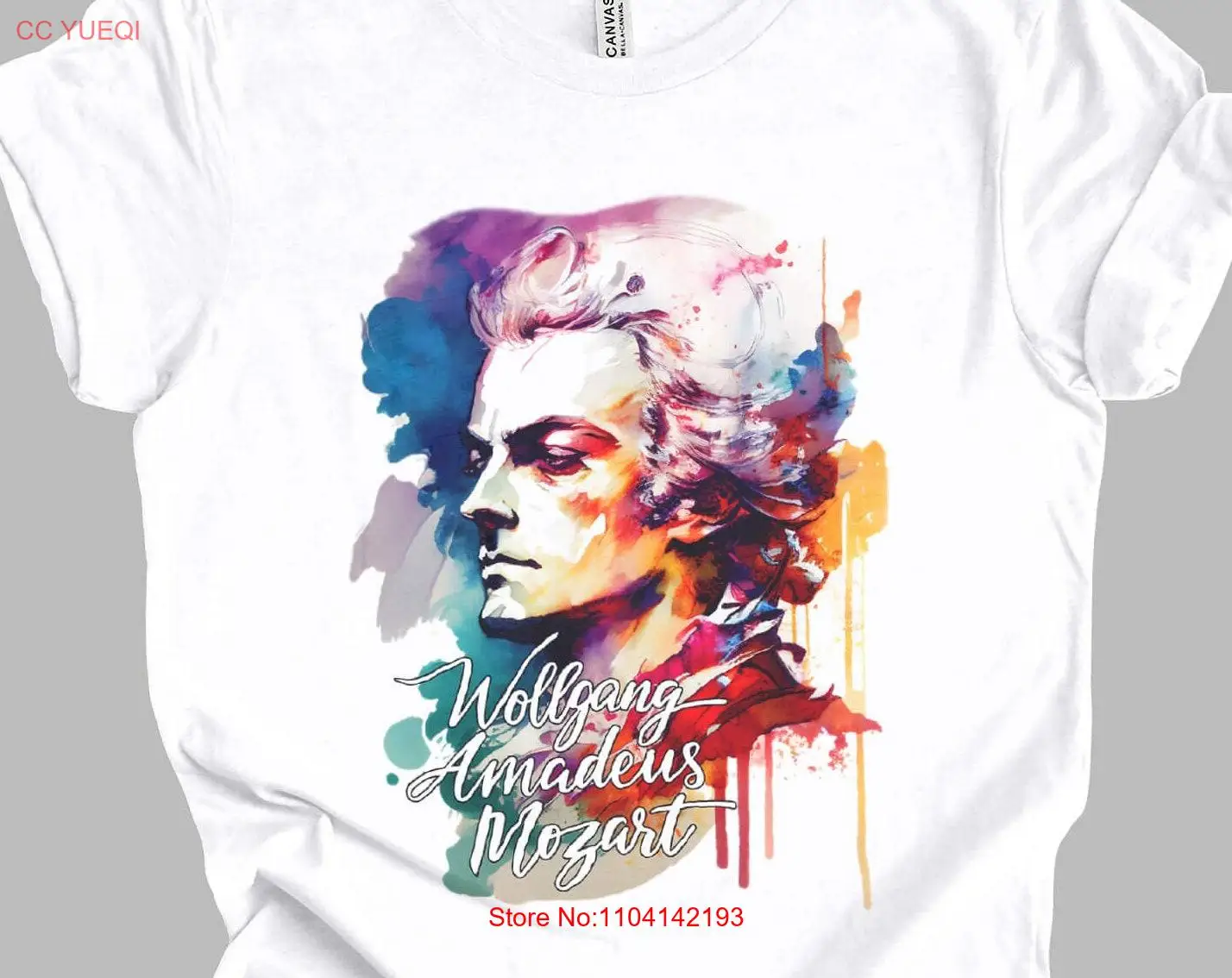 Wolfgang Amadeus Mozart Watercolor T Shirt Classical Music Mindspring Retreat long or short sleeves