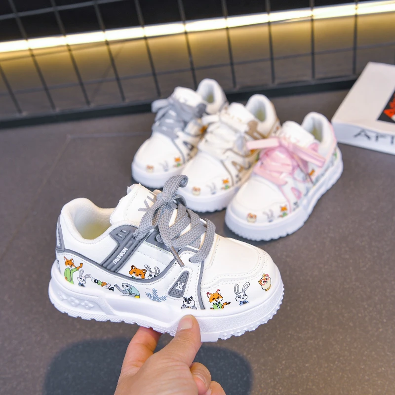 

Disney Judy Nick Kids' Casual Shoes ​Sneakers PU Leather Printed Spring Shoes For Girls Anti-slip Thick Bottom White Pink