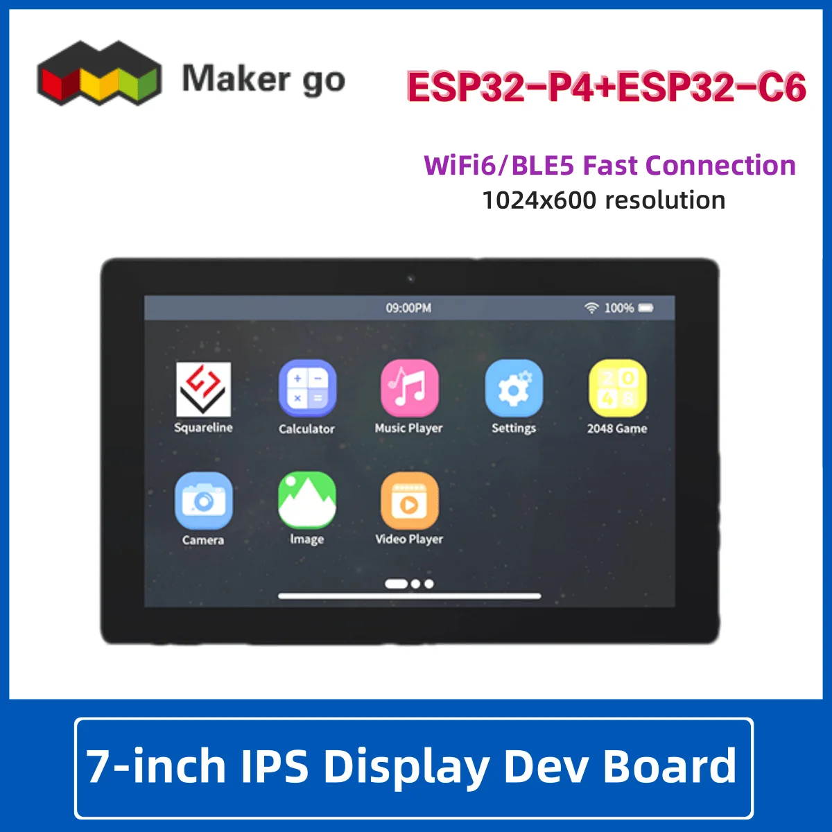 

7.0-Inch 1024 * 600 IPS Capacitive Touch ESP32P4 Development Board ESP32-C6 Development Board with Housing and Camera