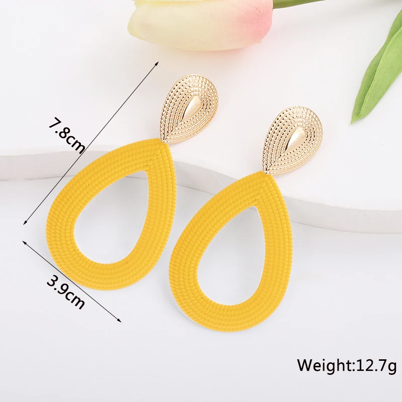 Yellow Color Geometric Dangle Earrrings for Women Hollow Heart Pendants bijoux femme Multi-layers Flower Earrings Party Gifts