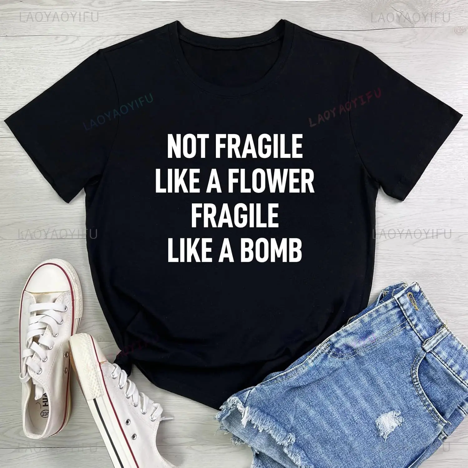 Stylish Women Cute Non-fragile Shirt Fun Letter-printed Graphics Casual Top Cotton Women's T-shirt