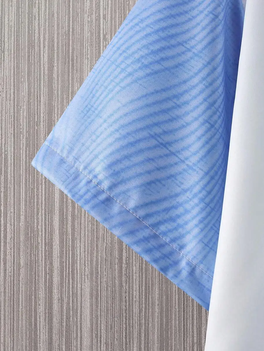 

Mens Summer Striped Printed Short Sleeve Casual Shirt