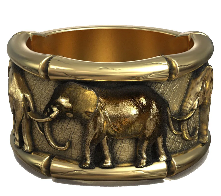 

15g Elephant Rings Lucky Three Elephants Women Wedding Gold Rings Customized 925 Solid Sterling Silver Ring Sz 6-12