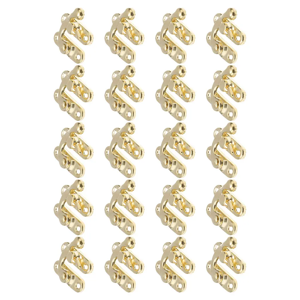 

20pcs Latch Metal Hasp Vintage Chinese Buckle Clasp Padlock Furniture Jewelry Cabinet Treasure Chest Golden Retro Horn