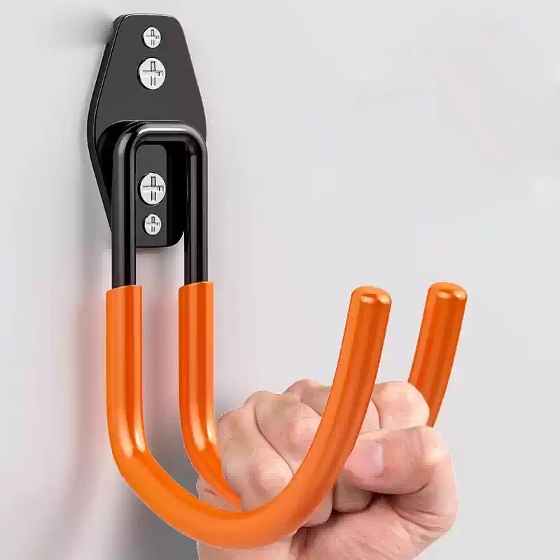Metal Wall Mounted Hangers Bike Storage Hooks Big Size Double Metal Hooks with Screws For Ladders Garden Tool Garage Hooks