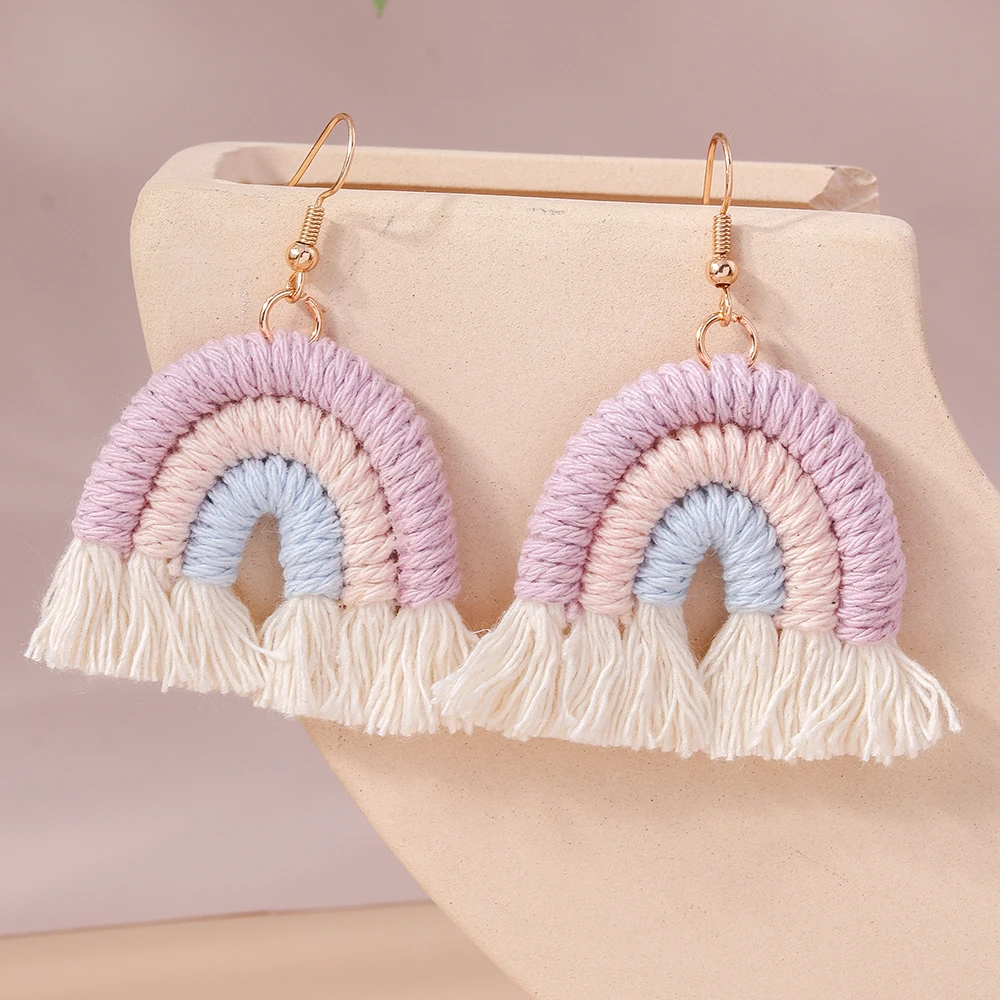 Aihua handgemachte gestrickte Regenbogen Kaktus Ohrringe für Frauen Mädchen schöne gehäkelte Wüste grüne Pflanze Ohrringe Sommers chmuck Geschenke – Detail 12