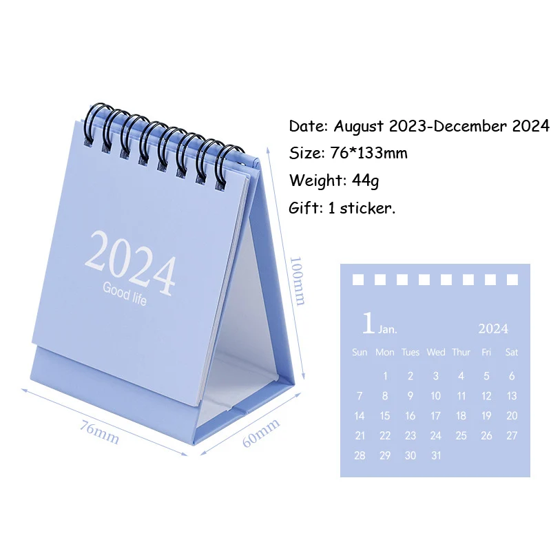 2024 English Calendar Mini Desk Calendar Desktop Ornaments Agenda 2024 Office Desktops Supplies