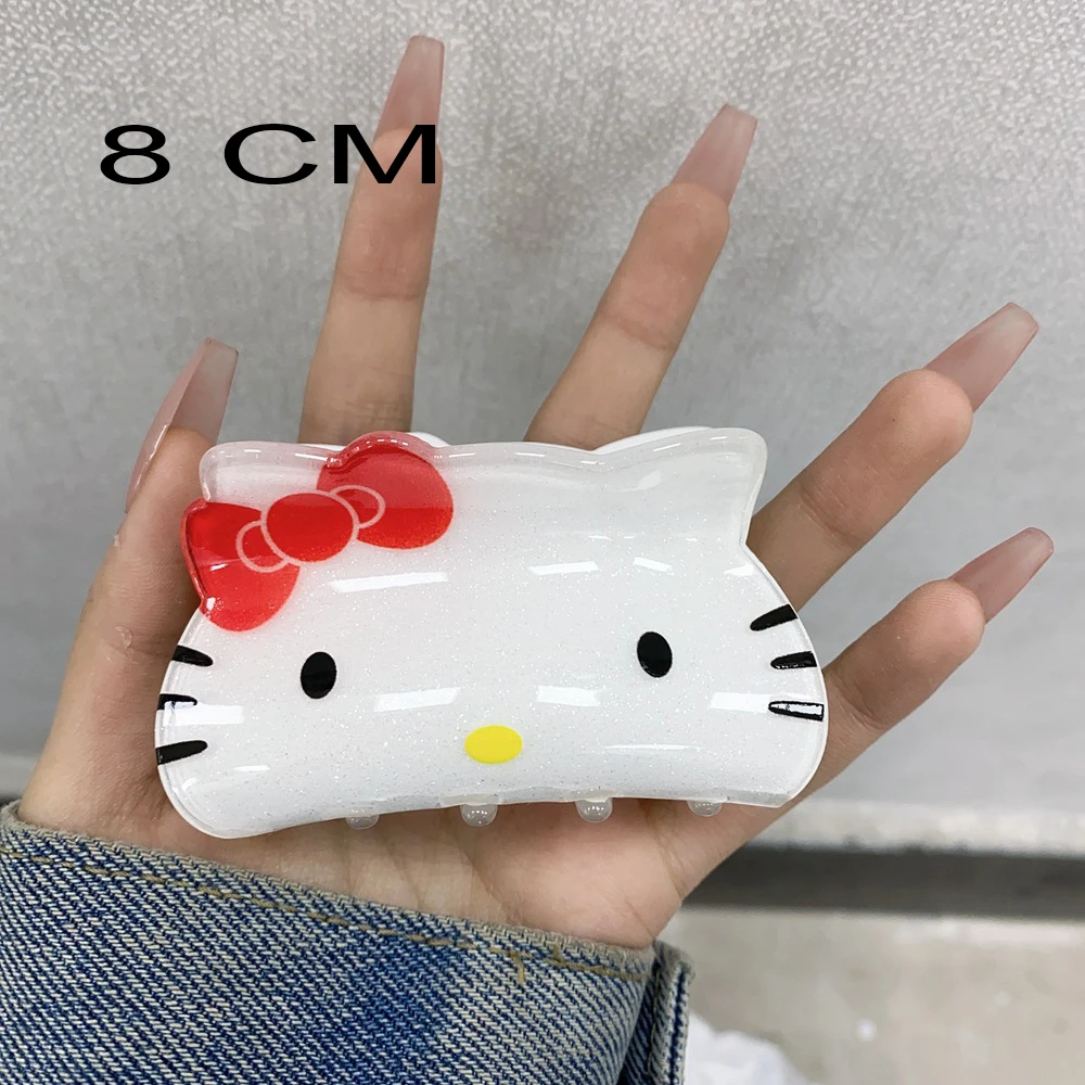 Cute 8 CM Sanrio Cartoon Hello Kitty Hairpins Women Kawaii Kuromi Hair Claws Girl Cinnamoroll Hair Clips Kids Birthday Xmas Gift