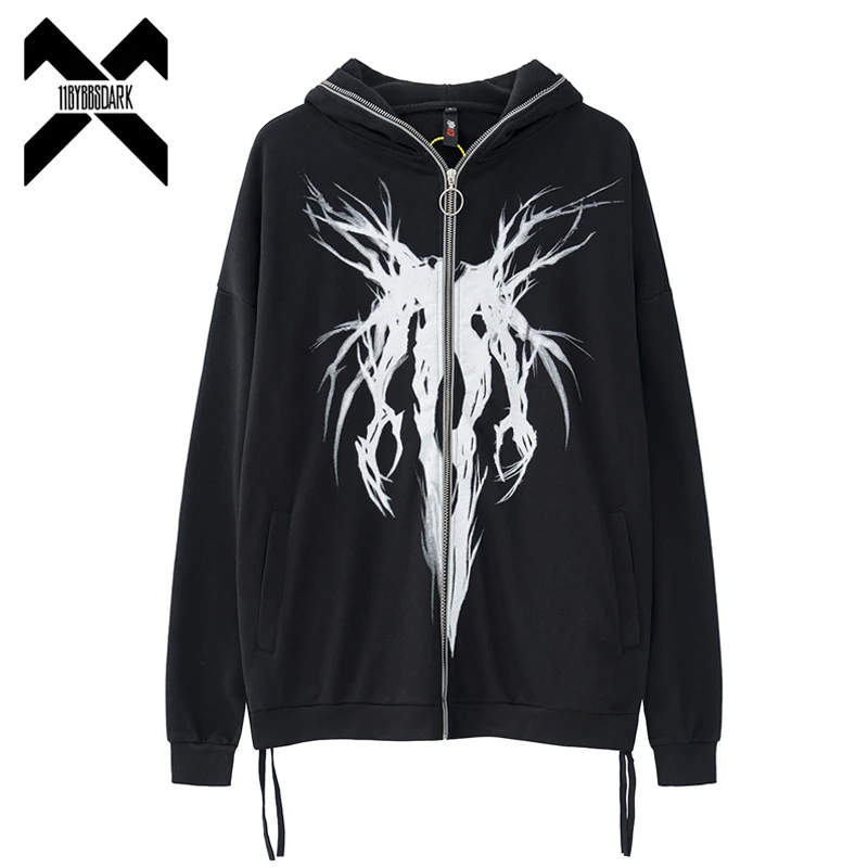 

Vintage Men Zip Up Hoodie Coat Y2K Lightning Printed Zipper Hooded Jacketr Sweatshirt Streetwear Harajuku Hoodies Black