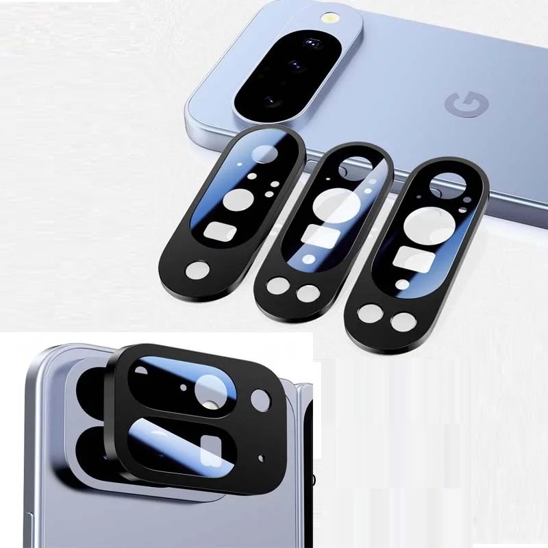 

for Google Pixel 10 Pro XL Fold Camera Bezel Cover Tempered Glass Lens Protector Anti Scratch Black Metal Film Cap Sticker