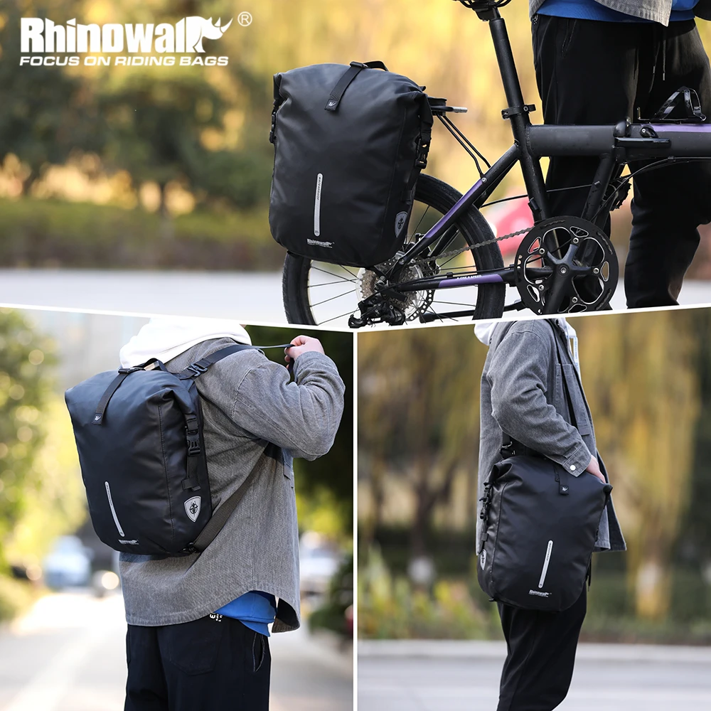 Rhinowalk Bike Pannier Bag Waterproof 20L Bicycle Rear Rack Storage Bag Fit MTB Road Bike Multifunctional Cycling Back Pack 1PC