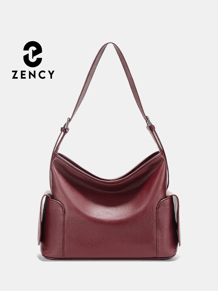 Zency Cow Leather Handbag Women Shoulder Bag For Work Commuter Vintage Crossbody Bags