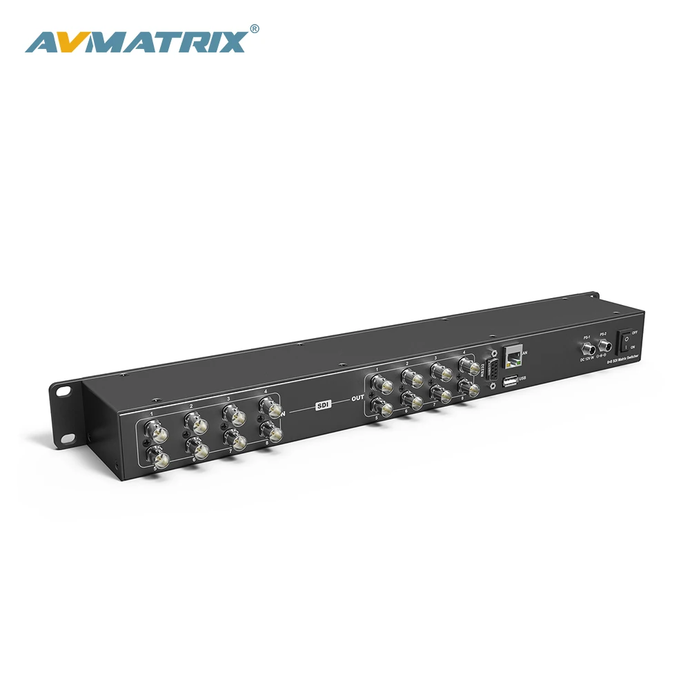 Premium AVMATRIX 1RU 8-channel 3G-SDI Router Supports ASI Signal up to 1080p60Hz Redundant Power Supply 2.2-inch LCD Display