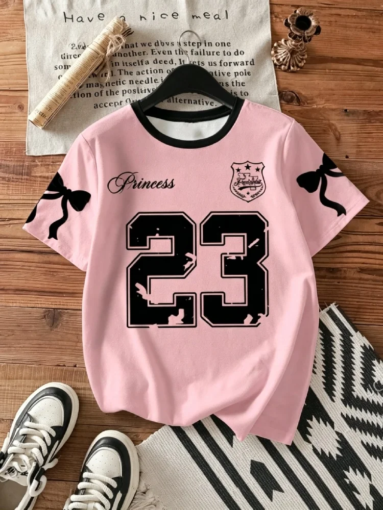 Summer New NO. 23 3D Print Sports Jersey Men's Women's Basic Short Round Neck Sleeve T-Shirt Casual Loose Tops Family Kids Tees