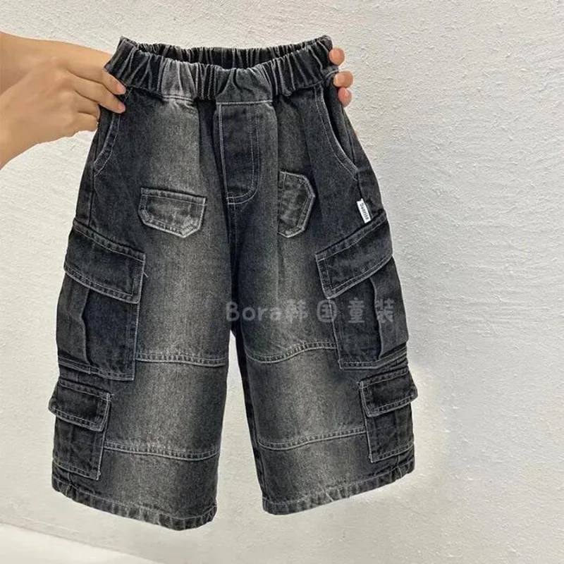 

Джинсы Wideleg Детские дизайнерские джинсы Уличная одежда Homme Мешковатые джинсы для мальчиков Прямые джинсовые брюки Детская уличная одежда Мода 2-8 лет