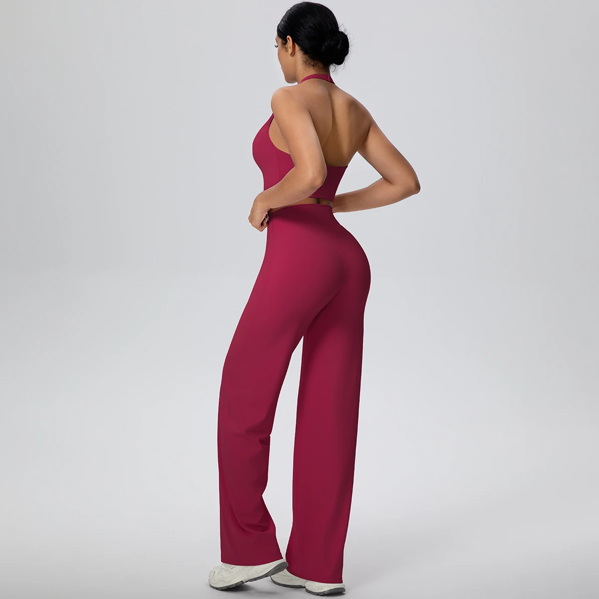 2-teiliges Damen Yoga-Set: Rückenfreier Neckholder-BH und Hose – Sommerliches, atmungsaktives Sport- und Lauf-Workout-Top – Top-Seller – Detail 40