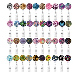 Butterfly Retractable Badge Holder Reel Clip Leopard print Nurse Exhibition Card Holders Woman Doctor ID Card Chain Clips