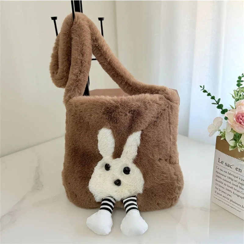 

Faux Fur Ladies Shoulder Bag Soft Plush Women's Tote Handbag Women's Fluffy Crossbody Bag Designer Ladies Travel Shopping