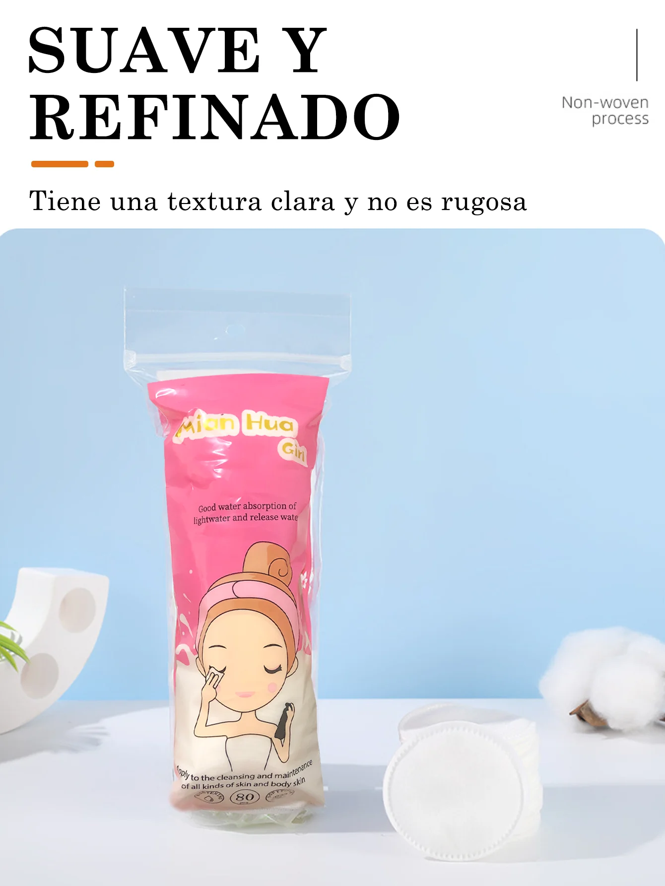 صفائح دائرية من القطن لمستحضرات التجميل، قطن خالص، ثلاث طبقات من فتحات إبرة القطن المركبة، حافة القفل، الطباعة، إزالة المكياج، ملاءات قطنية مستديرة سميكة #2