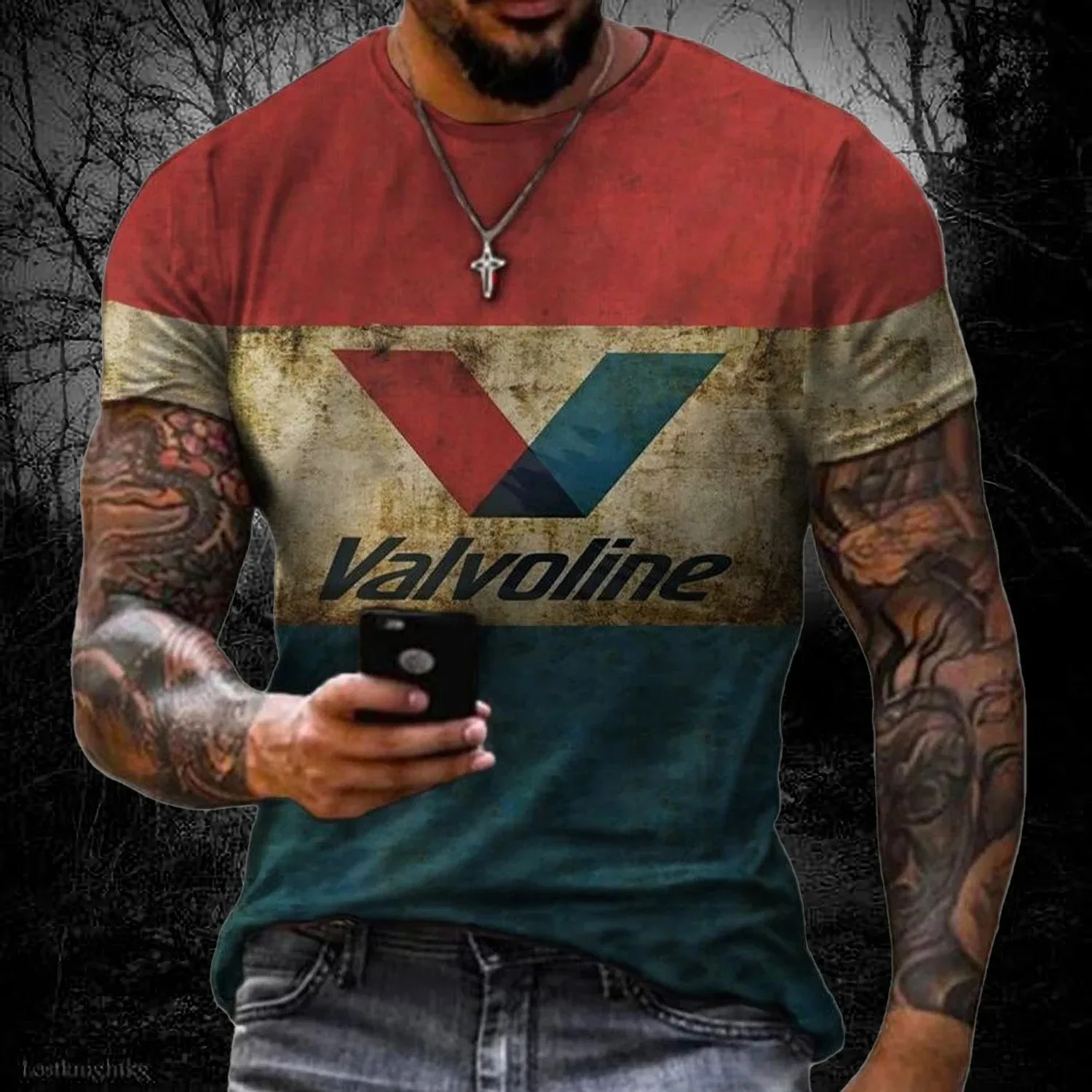 

Vintage Men's T Shirt Castrol Print 3D Fashion T-Shirts Tops Tees Short Sleeve Streetwear Oversized T shirt Casual Mens Clothes